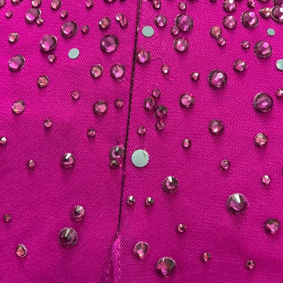 Jenny Packham Fuchsia Rhinestone Embellished Mesh Tulle Detail Crepe Gown - Picture 4 of 5